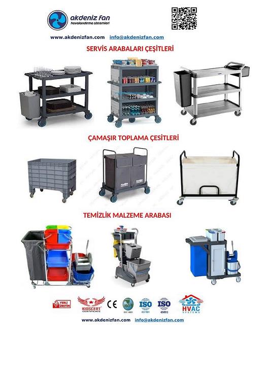 ENDÜSTRİYEL SERVİS ARABALARI,ÇAMAŞIR TOPLAMA, TEMİZLİK MALZEME ARABALARI