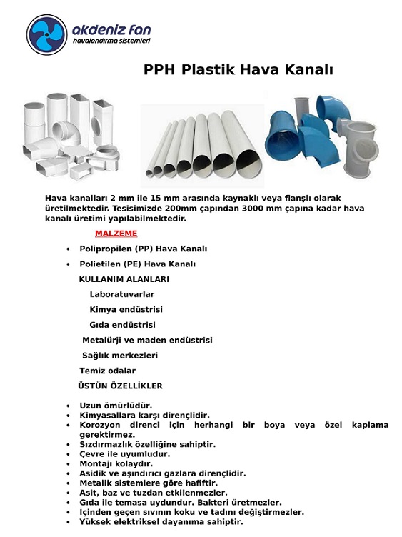 Pph havalandırma kanalları